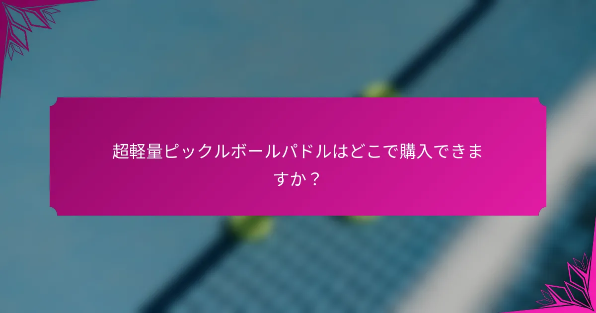 超軽量ピックルボールパドルはどこで購入できますか？