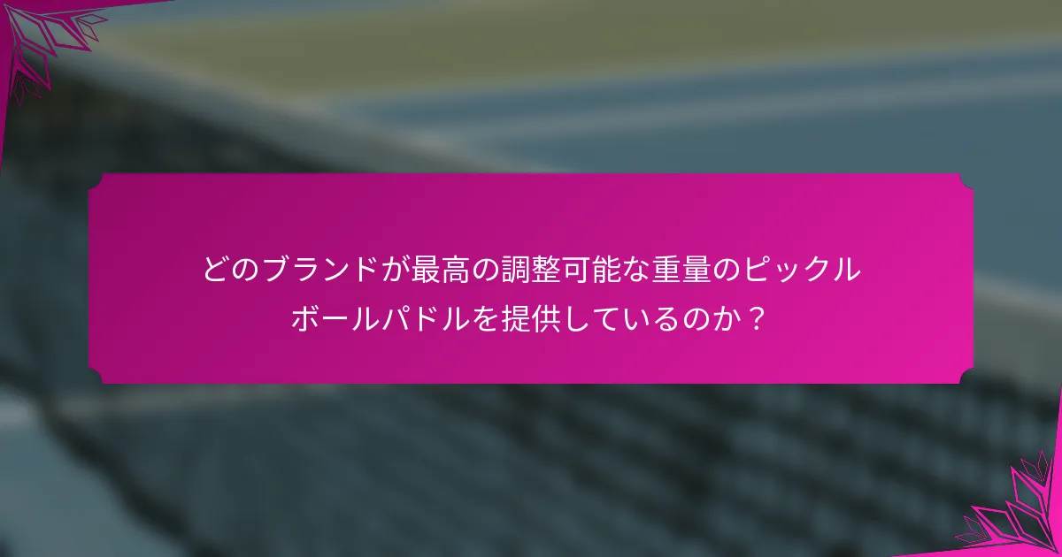 どのブランドが最高の調整可能な重量のピックルボールパドルを提供しているのか？