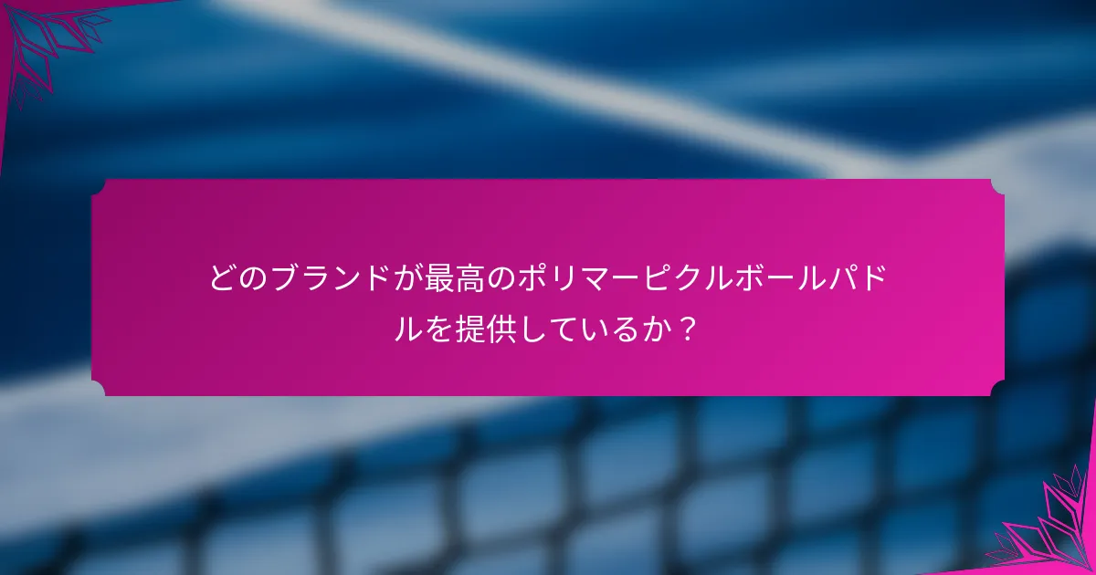 どのブランドが最高のポリマーピクルボールパドルを提供しているか？