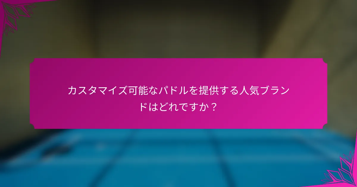 カスタマイズ可能なパドルを提供する人気ブランドはどれですか？