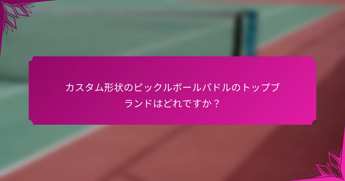 カスタム形状のピックルボールパドルのトップブランドはどれですか？