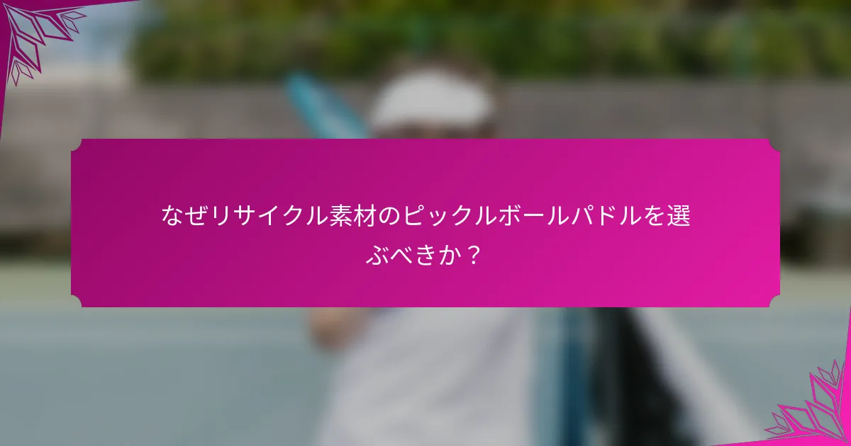 なぜリサイクル素材のピックルボールパドルを選ぶべきか?