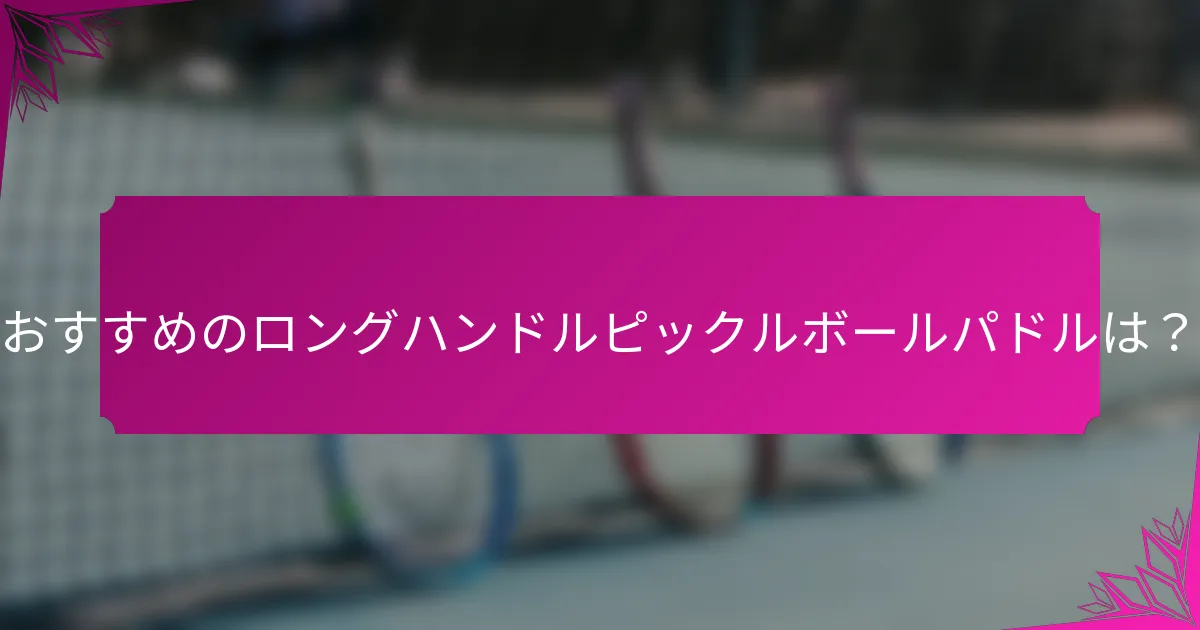 おすすめのロングハンドルピックルボールパドルは？