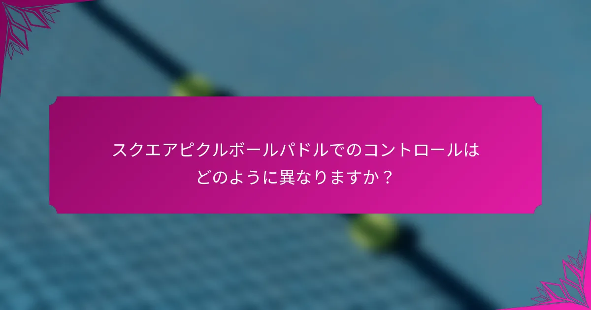 スクエアピクルボールパドルでのコントロールはどのように異なりますか？