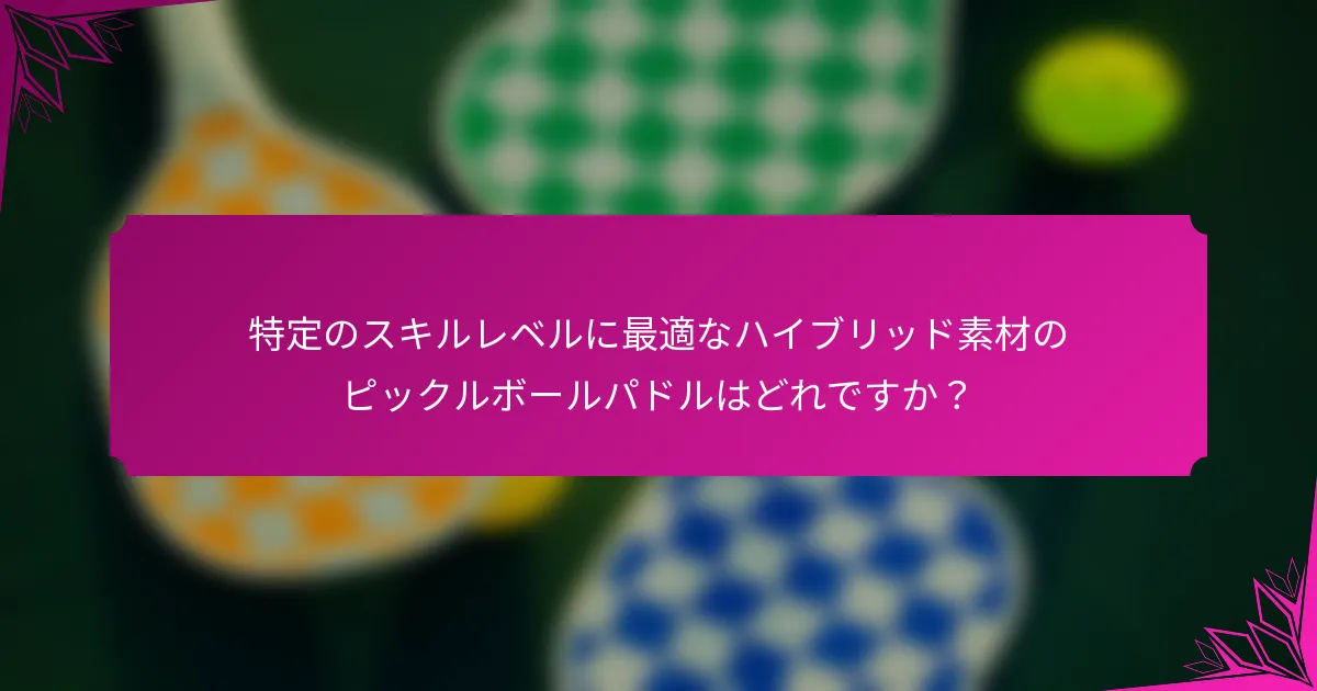 特定のスキルレベルに最適なハイブリッド素材のピックルボールパドルはどれですか?