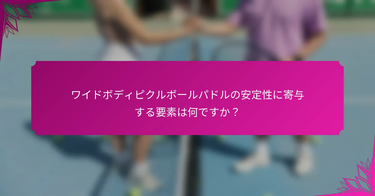 ワイドボディピクルボールパドルの安定性に寄与する要素は何ですか？